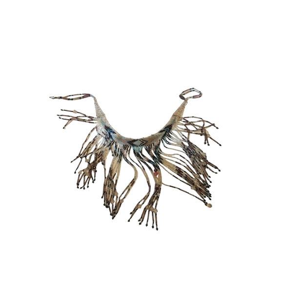 Vintage Bohemian hippie handcrafted beaded fringe necklace Halloween Dress Up - Picture 11 of 16